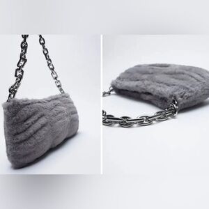 ZARA NWT faux fur Baguette shoulder bag
